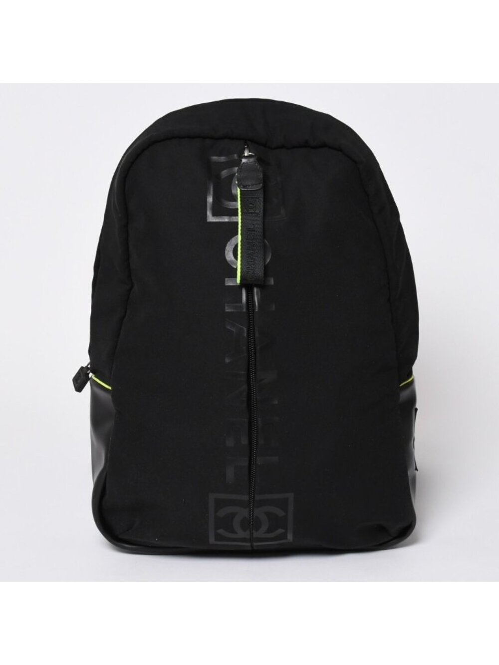 Chanel Sports Line Backpack Black Lime Green Nylon Leather